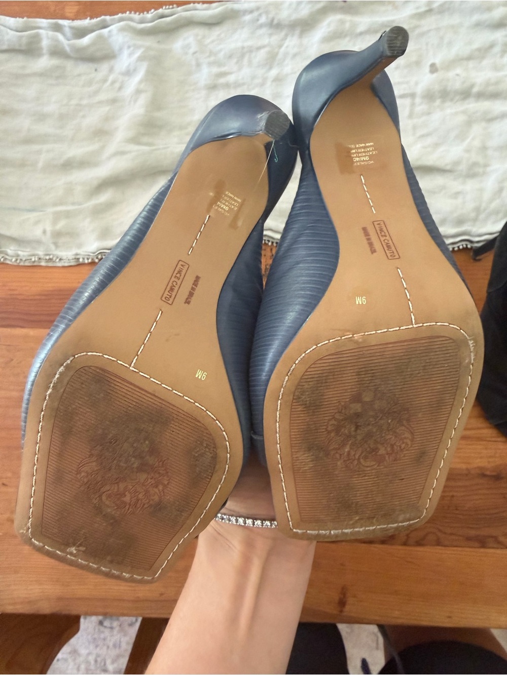 Vince Camuto Navy Twist Strap Mule Heels - Picture 2 of 2
